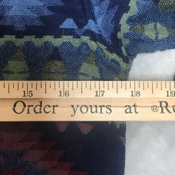 I.V.Y. Top Womens Small Blue Green Red Aztec Tribal Button Up Western Cowgirl - Picture 5 of 7